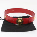 CELINE Belt Leather 36.6"" Gold Red Auth 169651V-12