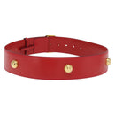 CELINE Belt Leather 36.6"" Gold Red Auth 169651V-2