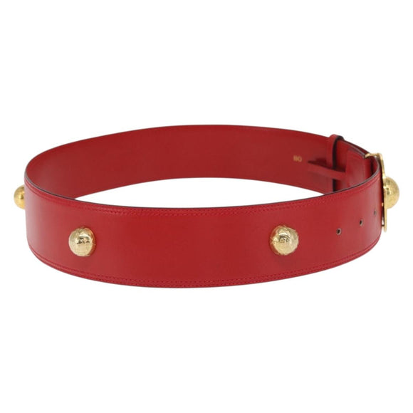 CELINE Belt Leather 36.6"" Gold Red Auth 169651V