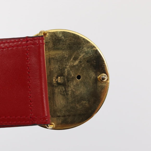 CELINE Belt Leather 36.6"" Gold Red Auth 169651V