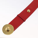 CELINE Belt Leather 36.6"" Gold Red Auth 169651V-7