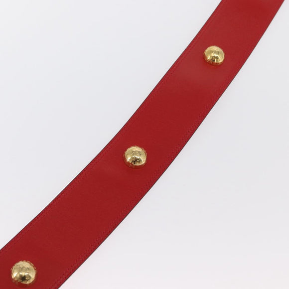 CELINE Belt Leather 36.6"" Gold Red Auth 169651V