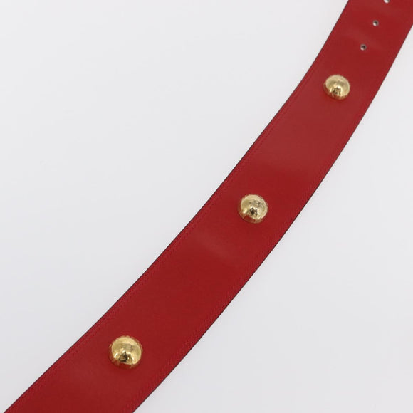 CELINE Belt Leather 36.6"" Gold Red Auth 169651V