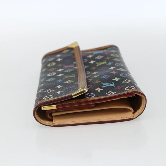 LOUIS VUITTON Monogram Multicolor Porte Tresor Wallet Black M92658 Auth 169654