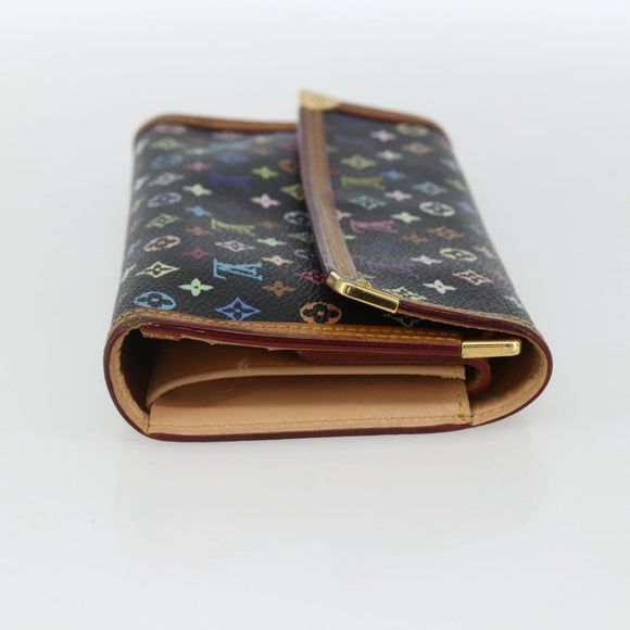 LOUIS VUITTON Monogram Multicolor Porte Tresor Wallet Black M92658 Auth 169654