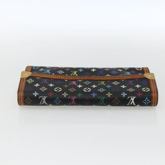 LOUIS VUITTON Monogram Multicolor Porte Tresor Wallet Black M92658 Auth 169654