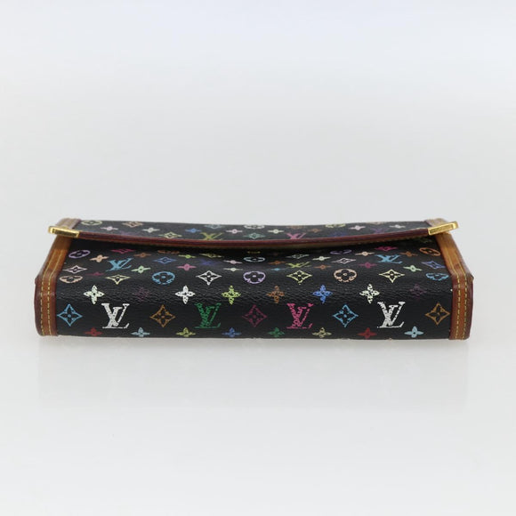 LOUIS VUITTON Monogram Multicolor Porte Tresor Wallet Black M92658 Auth 169654