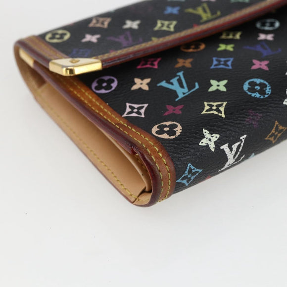 LOUIS VUITTON Monogram Multicolor Porte Tresor Wallet Black M92658 Auth 169654