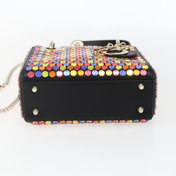 Christian Dior Chain Lady Dior Tasche Leder 2-Wege Multicolor Gold Auth 169657SM