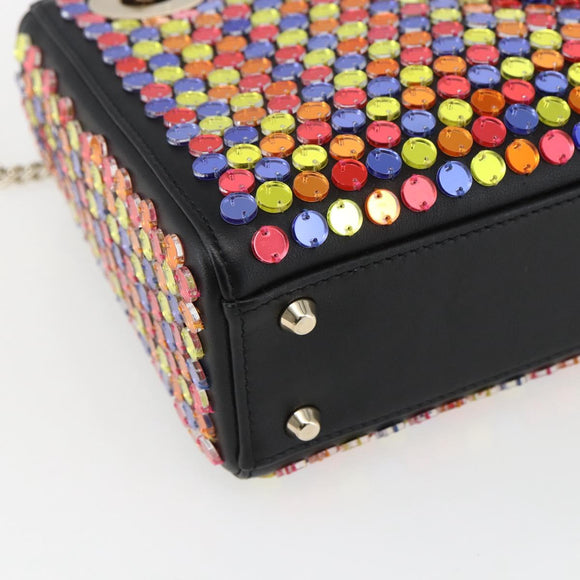Christian Dior Chain Lady Dior Tasche Leder 2-Wege Multicolor Gold Auth 169657SM