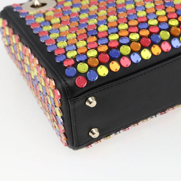 Christian Dior Chain Lady Dior Bag Leather 2way Multicolor Gold Auth 169657SM