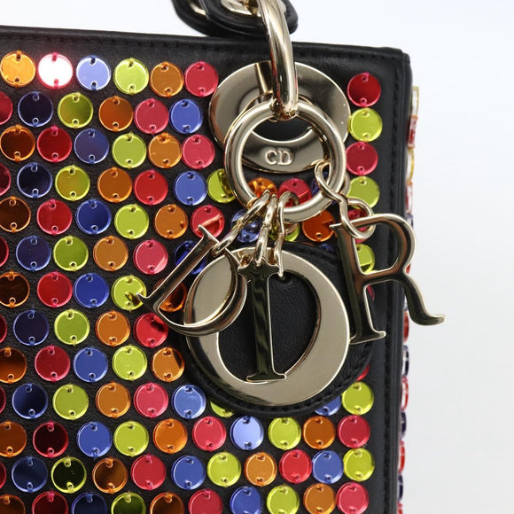 Christian Dior Chain Lady Dior Bag Leather 2way Multicolor Gold Auth 169657SM