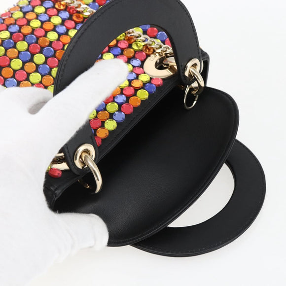 Christian Dior Chain Lady Dior Tasche Leder 2-Wege Multicolor Gold Auth 169657SM