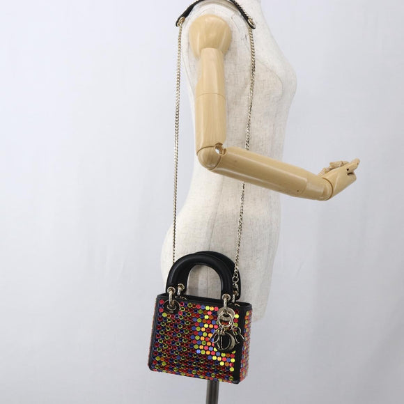 Christian Dior Chain Lady Dior Tasche Leder 2-Wege Multicolor Gold Auth 169657SM