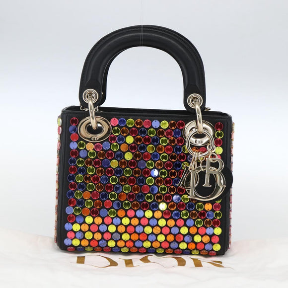 Christian Dior Chain Lady Dior Bag Leather 2way Multicolor Gold Auth 169657SM