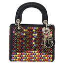 Christian Dior Chain Lady Dior Tasche Leder 2-Wege Multicolor Gold Auth 169657SM-13
