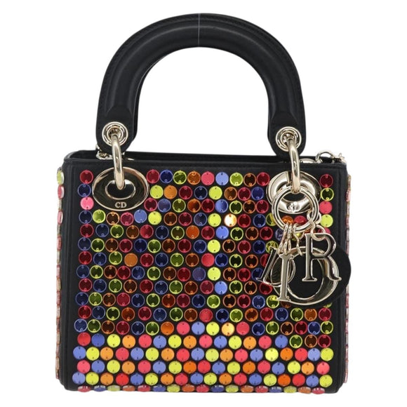 Christian Dior Chain Lady Dior Tasche Leder 2-Wege Multicolor Gold Auth 169657SM