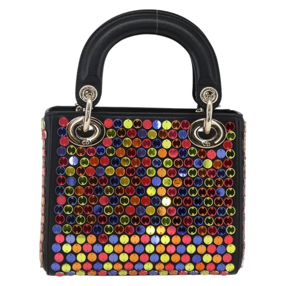 Christian Dior Chain Lady Dior Tasche Leder 2-Wege Multicolor Gold Auth 169657SM