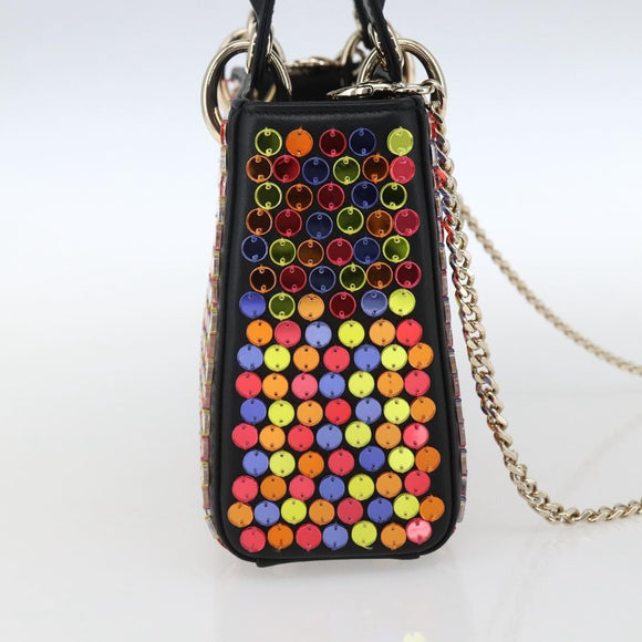 Christian Dior Chain Lady Dior Bag Leather 2way Multicolor Gold Auth 169657SM