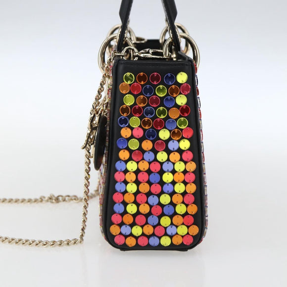 Christian Dior Chain Lady Dior Tasche Leder 2-Wege Multicolor Gold Auth 169657SM