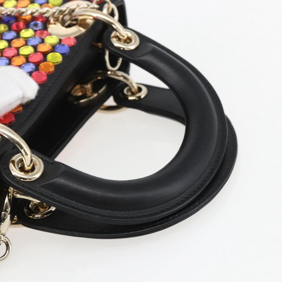 Christian Dior Chain Lady Dior Tasche Leder 2-Wege Multicolor Gold Auth 169657SM