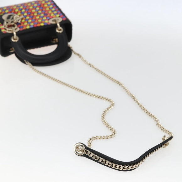 Christian Dior Chain Lady Dior Tasche Leder 2-Wege Multicolor Gold Auth 169657SM