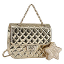 CHANEL Matelasse Backpack Patent leather Gold CC Auth 169659SM-1