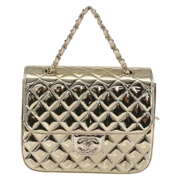 CHANEL Matelasse Backpack Patent leather Gold CC Auth 169659SM