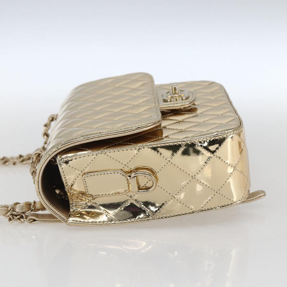CHANEL Matelasse Backpack Patent leather Gold CC Auth 169659SM