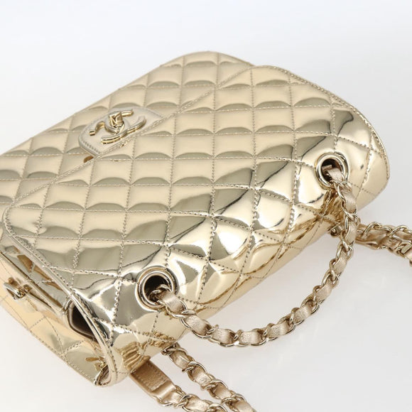 CHANEL Matelasse Backpack Patent leather Gold CC Auth 169659SM
