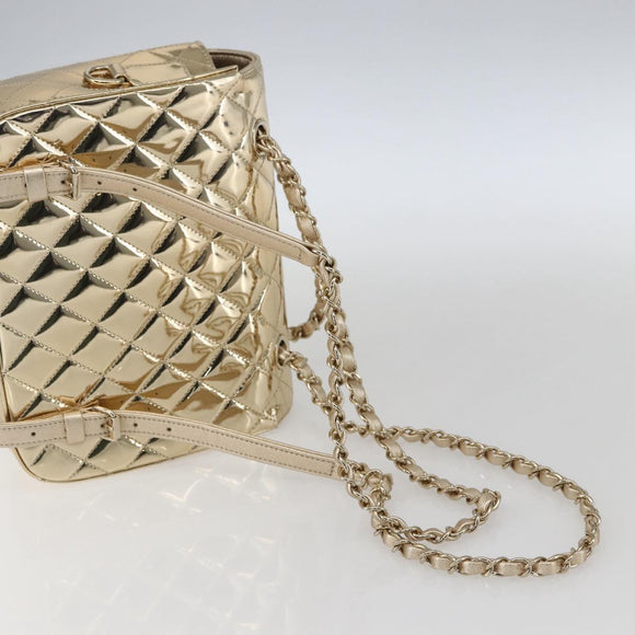 CHANEL Matelasse Backpack Patent leather Gold CC Auth 169659SM