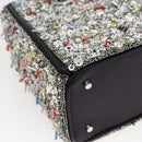 Christian Dior Sequin Lady Dior Hand Bag Leather 2way Black Silver Auth 169660SM-19