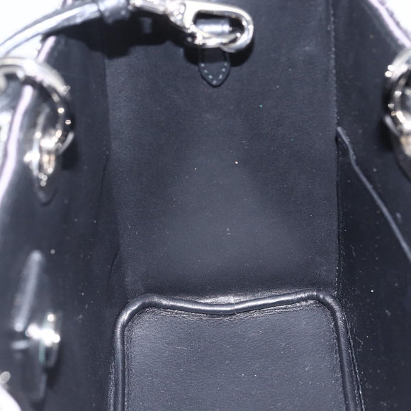 Christian Dior Sequin Lady Dior Hand Bag Leather 2way Black Silver Auth 169660SM