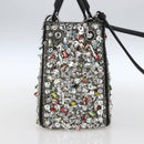 Christian Dior Sequin Lady Dior Hand Bag Leather 2way Black Silver Auth 169660SM-3