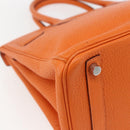 HERMES Birkin 30 Hand Bag Togo Orange Silver Auth 169662SM-13