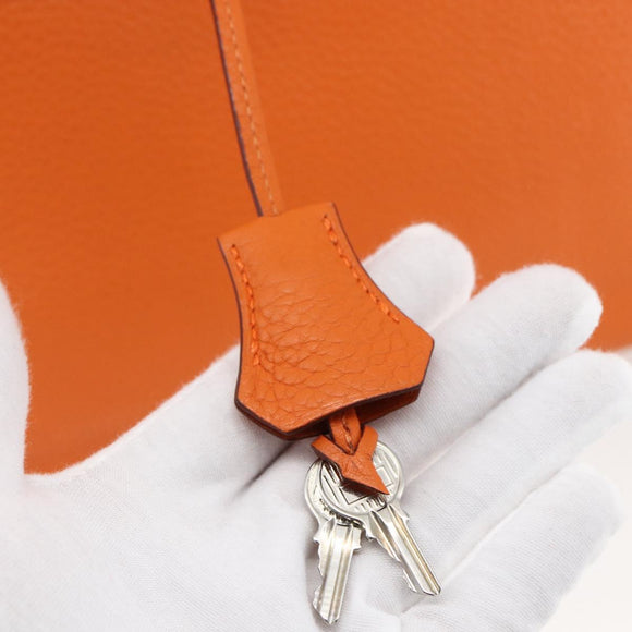 HERMES Birkin 30 Hand Bag Togo Orange Silver Auth 169662SM