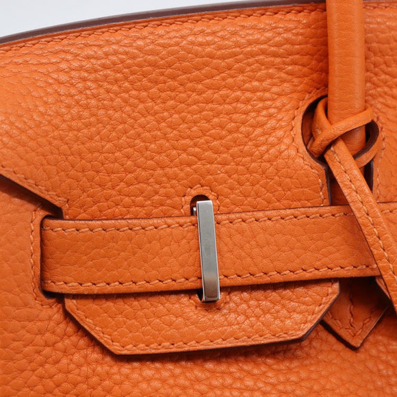 HERMES Birkin 30 Hand Bag Togo Orange Silver Auth 169662SM