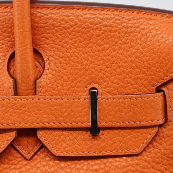 HERMES Birkin 30 Hand Bag Togo Orange Silver Auth 169662SM