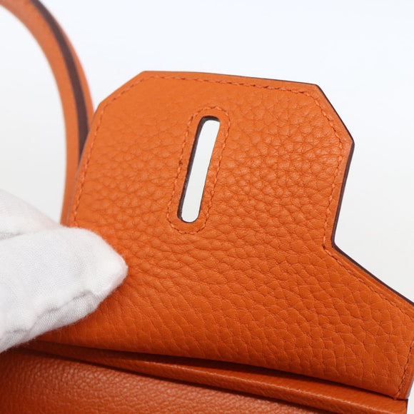 HERMES Birkin 30 Hand Bag Togo Orange Silver Auth 169662SM