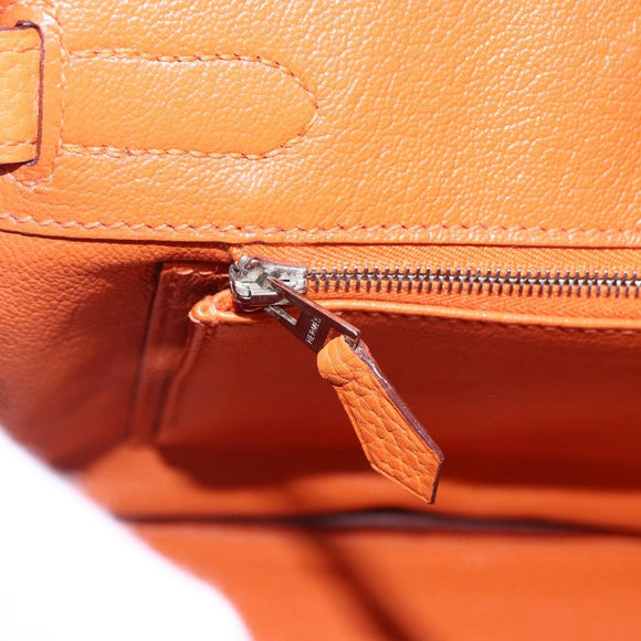 HERMES Birkin 30 Hand Bag Togo Orange Silver Auth 169662SM
