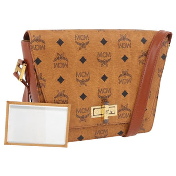 MCM Vicetos Logogram Shoulder Bag PVC Leather Brown Gold Auth 169673