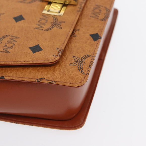 MCM Vicetos Logogram Shoulder Bag PVC Leather Brown Gold Auth 169673
