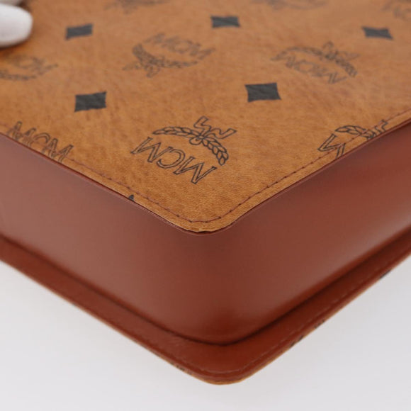 MCM Vicetos Logogram Shoulder Bag PVC Leather Brown Gold Auth 169673