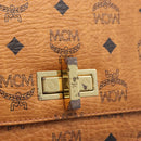 MCM Vicetos Logogram Shoulder Bag PVC Leather Brown Gold Auth 169673-15