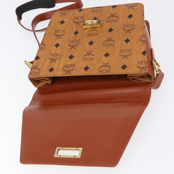 MCM Vicetos Logogram Shoulder Bag PVC Leather Brown Gold Auth 169673