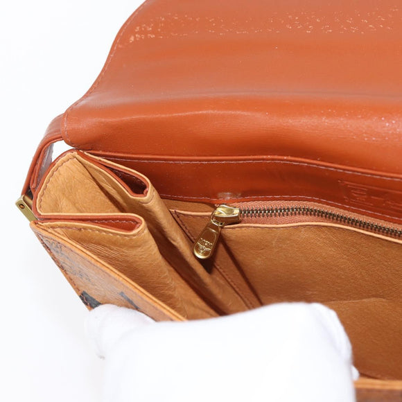 MCM Vicetos Logogram Shoulder Bag PVC Leather Brown Gold Auth 169673