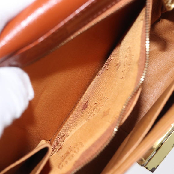 MCM Vicetos Logogram Shoulder Bag PVC Leather Brown Gold Auth 169673