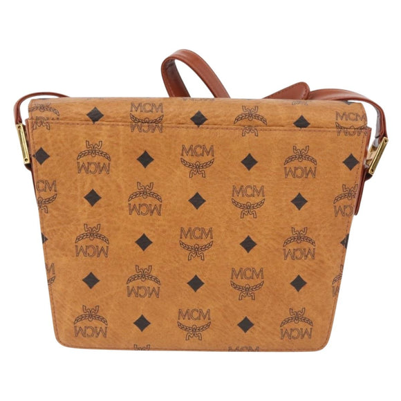MCM Vicetos Logogram Shoulder Bag PVC Leather Brown Gold Auth 169673