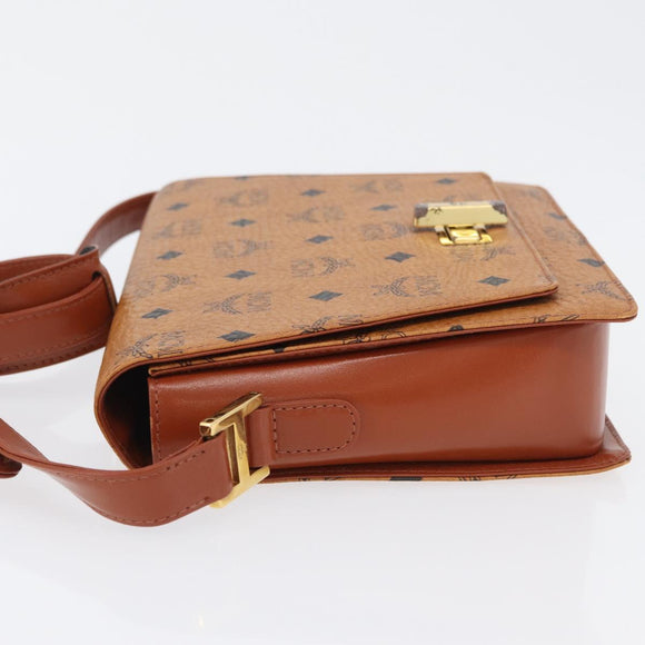 MCM Vicetos Logogram Shoulder Bag PVC Leather Brown Gold Auth 169673