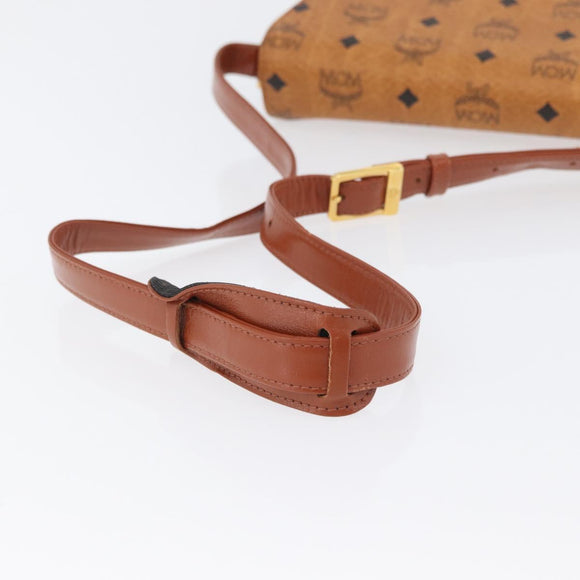 MCM Vicetos Logogram Shoulder Bag PVC Leather Brown Gold Auth 169673